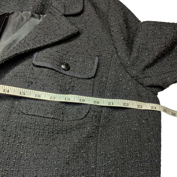 Talbots Plus Grosgrain Ribbon Trim Tweed Preppy Blazer Jacket Black 16W Academia - Picture 11 of 14